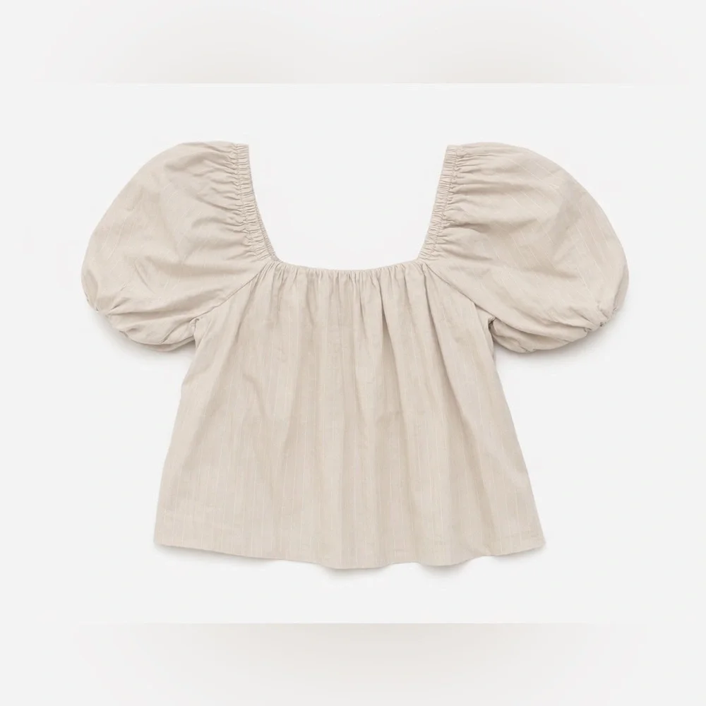 NWT Aerie Off-Shoulder Cotton Blend Top in Beige - SZ Small Retail $54.95 - Picture 3 of 6